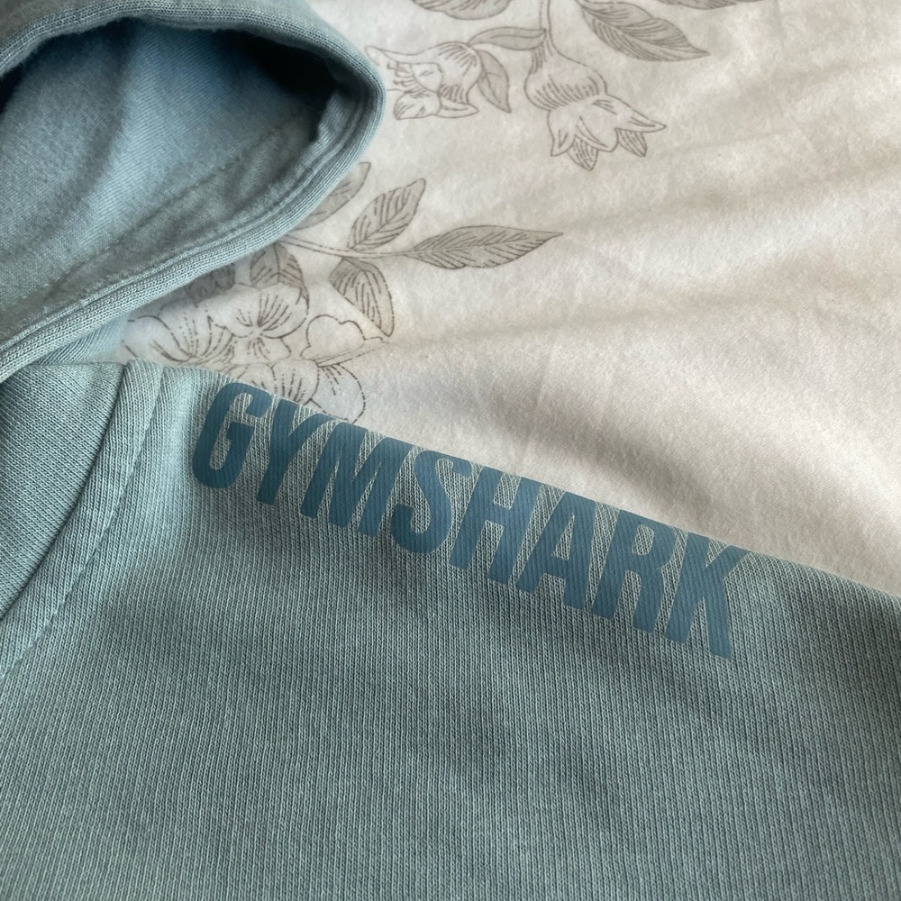 Gymshark Solo Cropped Hoodie Turquoise Small Athleisure Gym Athletic Loungewear‎ - Picture 4 of 9
